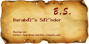 Barabás Sándor névjegykártya