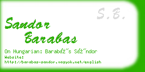 sandor barabas business card